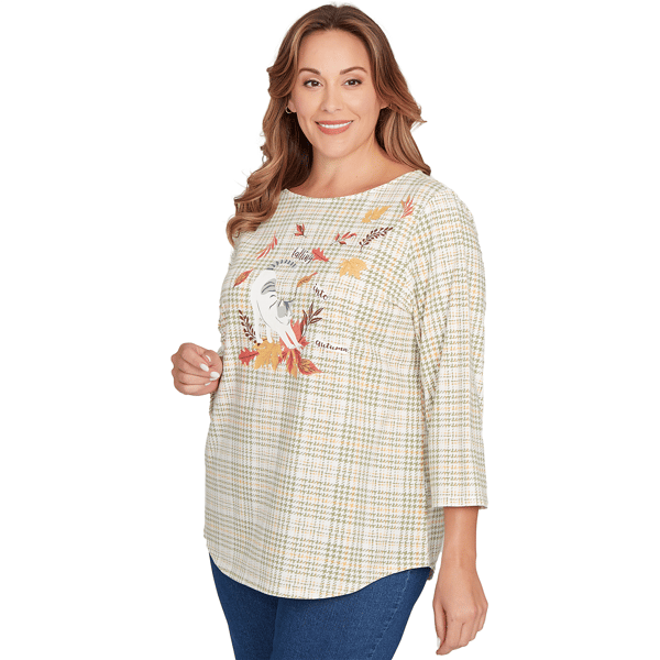 Plus Size Ruby Rd. Must Haves II Autumn Cat Houndstooth Tee
