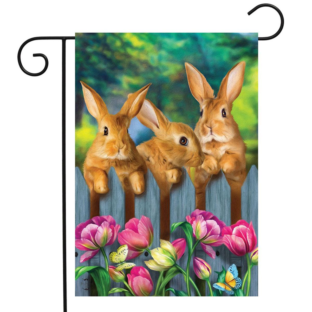 Garden Bunnies Garden Flag