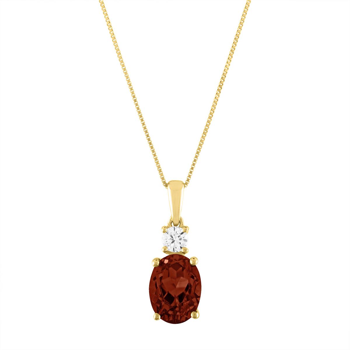 Diamond Classics™ 10kt. Yellow/Garnet Oval Pendant