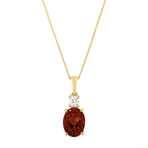 Diamond Classics&#40;tm&#41; 10kt. Yellow/Garnet Oval Pendant - image 
