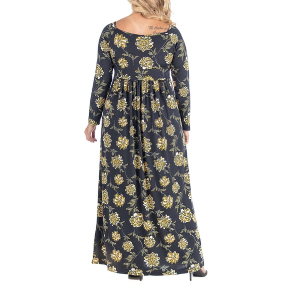 Plus Size 24/7 Comfort Apparel Floral Long Sleeve Maxi Dress