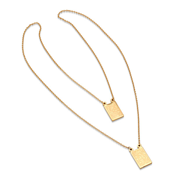 Mens Steeltime 18kt. Gold Plated Escapulario Necklace - image 