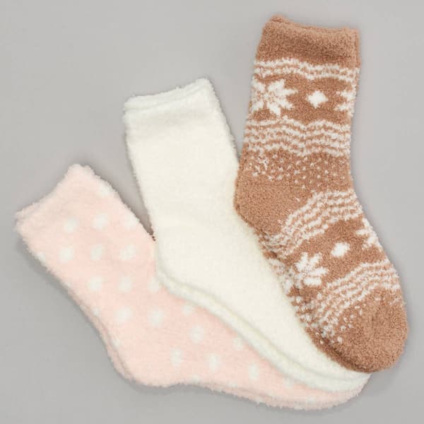 Womens Cuddl Duds 3pk Fair Isle/Dots Crew Socks