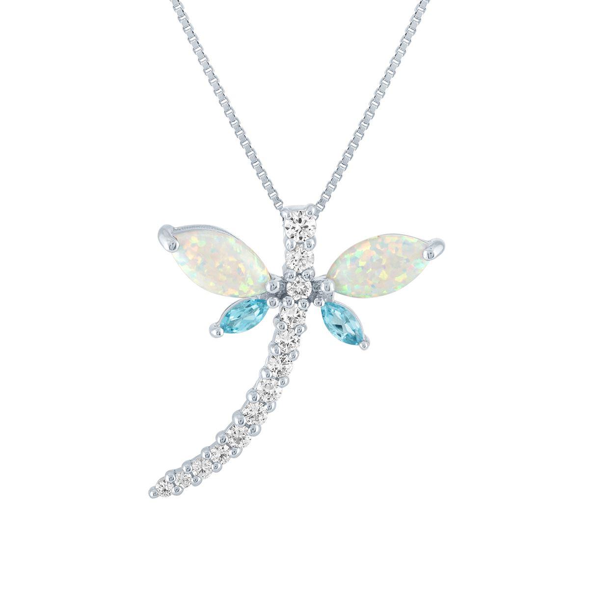 Gemstone Classics™ Sterling Silver Opal & Topaz Dragonfly...
