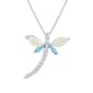 Gemstone Classics&#40;tm&#41; Sterling Silver Opal & Topaz Dragonfly Pendant - image 1