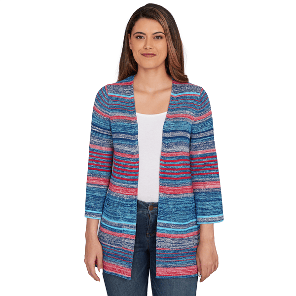 Plus Size Ruby Rd. Indigo Go Open Ribbed Stripe Front Pocket Car