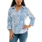Womens Zac & Rachel 3/4 Sleeve Patch Casual Button Down - image 1
