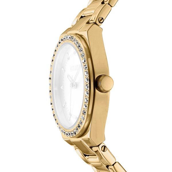 Womens DKNY Crystal Dial Crystal Bezel Gold Watch - DK1L100M0065