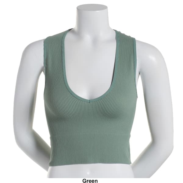 Juniors Poof! Solid Seamless V-Neck Ribbed Tank Top