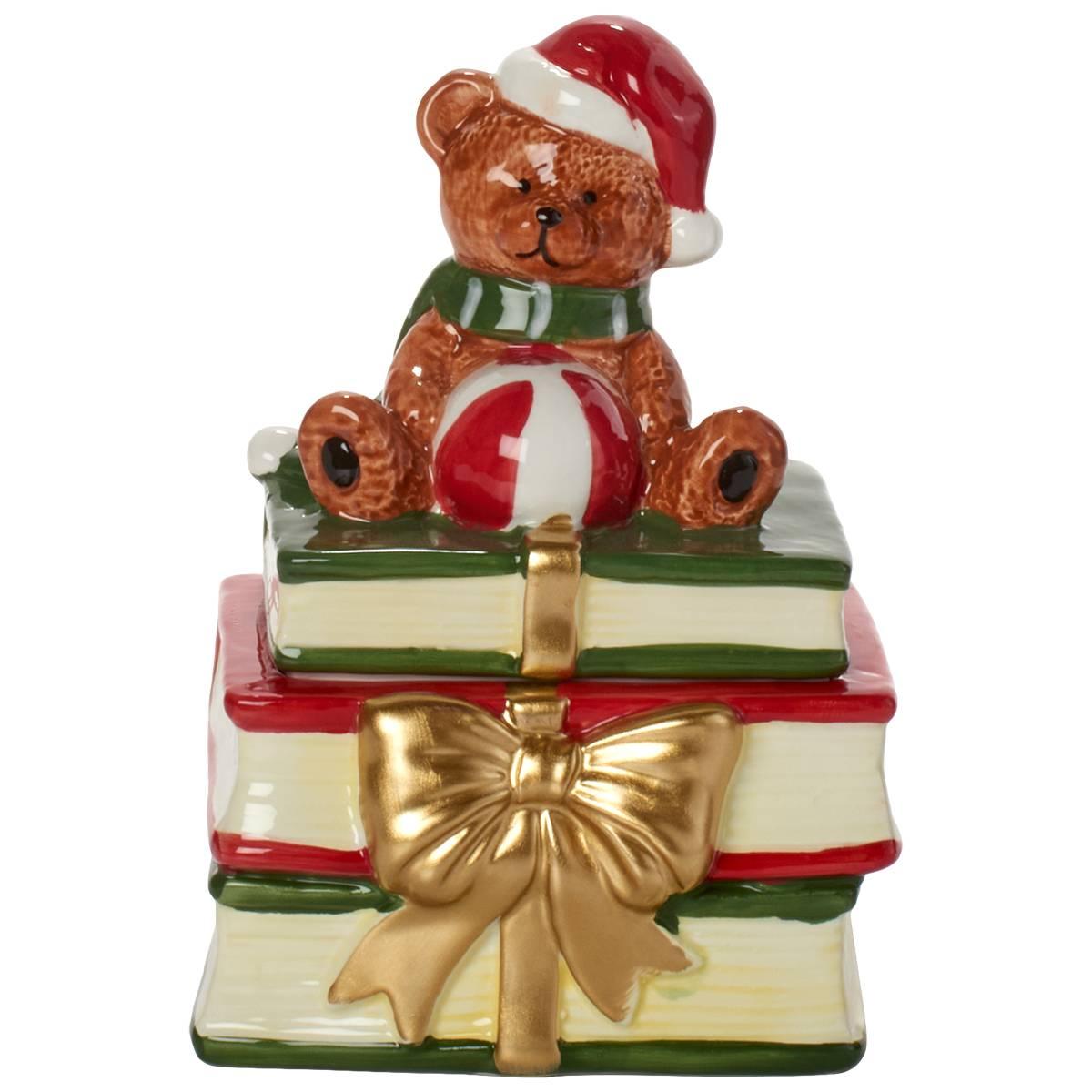 Home Essentials 38.2oz Xmas Teddy Bear/Books Cookie Jar