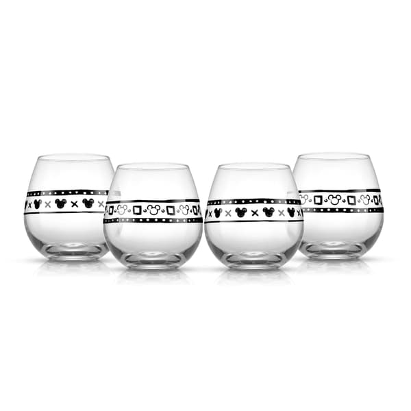 Set of 4 Disney Geometric Mickey Mouse Stemless Wine Glasses