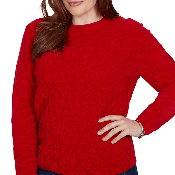 Womens Alfred Dunner Classics Cable Knit Chenille Sweater