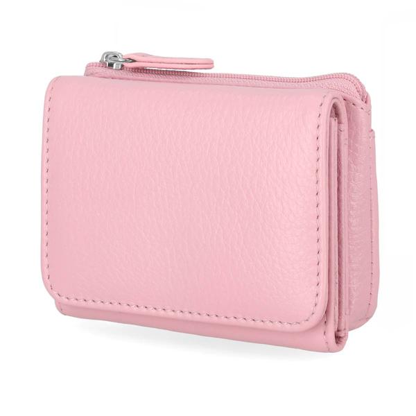 Womens Mundi Pink Shell Textured Leather Exterior Mini Wallet