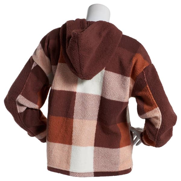 Womens Como Blu Color Block Sherpa Pullover Hoodie