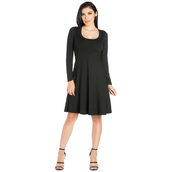 Womens 24/7 Comfort Apparel Long Sleeve Flared Mini Dress - image 