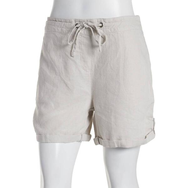 Womens Per Se 5in. Solid Linen Shorts - image 