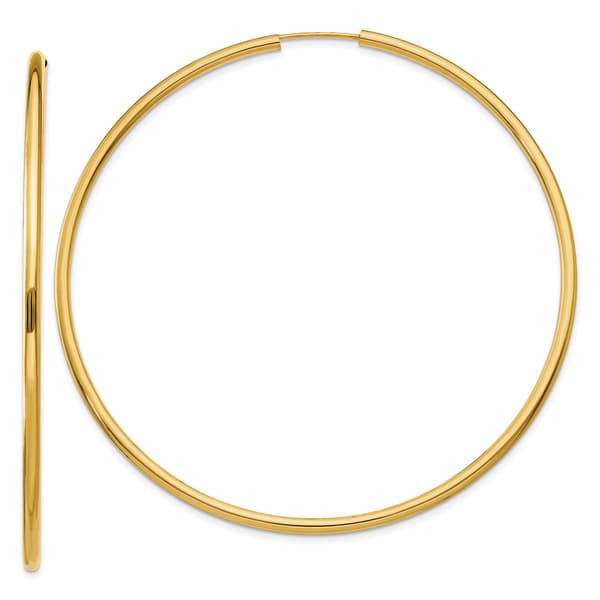 Gold Classics(tm) 60mm. 14kt. Polished Endless Hoop Earrings - image 