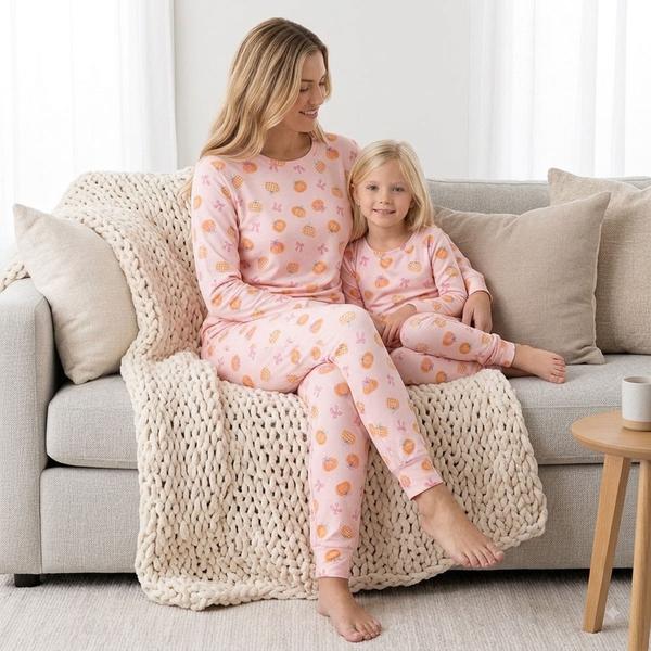 Sincerely Jules Mommy & Me Pumpkins & Bows Pajama Set