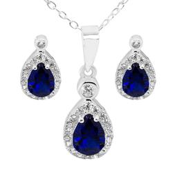 Marsala Pear Shape Lab Grown Sapphire & Clear Cubic Zirconia Set