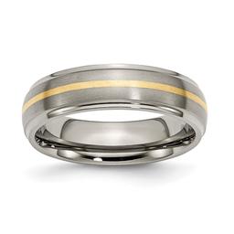 Mens Endless Affection(tm) Ridged Edge 14kt. Yellow Gold Inlay Band