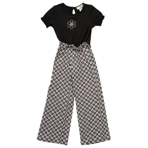 Girls &#40;7-12&#41; Dream Girl Checkered Paperbag Jumpsuit w/Daisy Top - image 