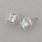 Design Collection Silver-Tone Cushion Cut CZ Earrings - image 1