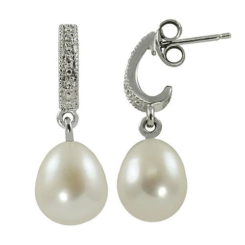 Gemstone Classics™ Sterling Silver Drop Pearl Earrings