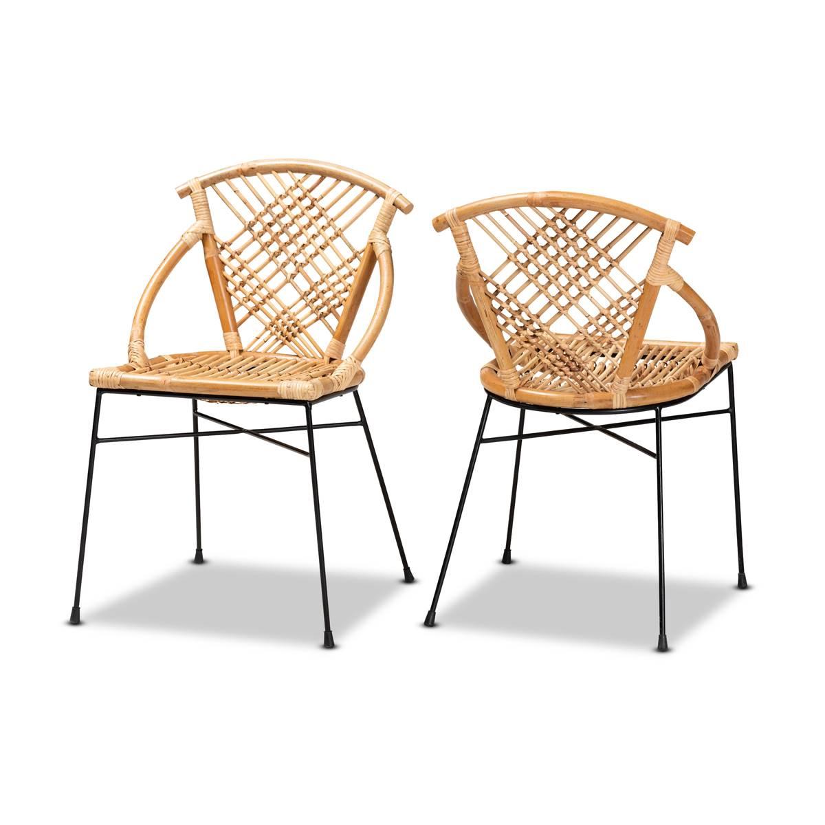 Baxton Studio Pro Bohemian Natural Rattan 2pc. Dining Chair...