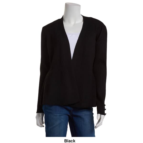 Womens 89th & Madison Long Sleeve Solid Button Trim Sweater