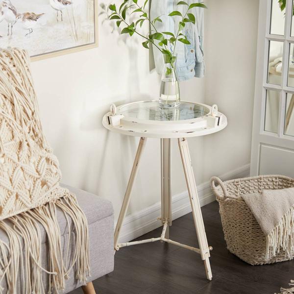 9th & Pike® White Metal Coastal Accent Table