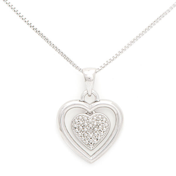 Gianni Argento Sterling Double Heart Diamond Necklace - image 