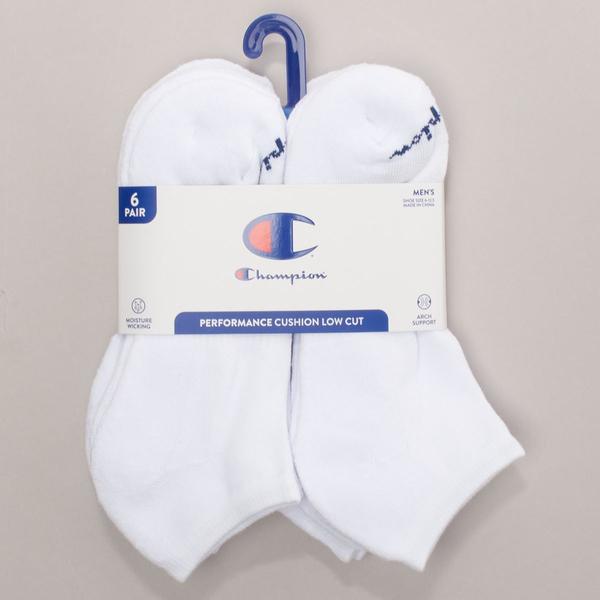 Mens Champion(R) 6pk. Logo Low Cut Socks - White/Blue - image 