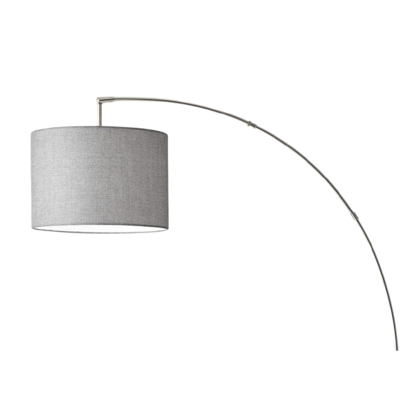 HomeRoots 74in. Silver Metal Arched Floor Lamp With Linen Shade