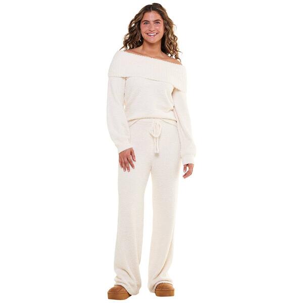 Juniors Pink Rose Prairie 2pc. Boucle Sweater &amp; Lounge Pants Set - image 