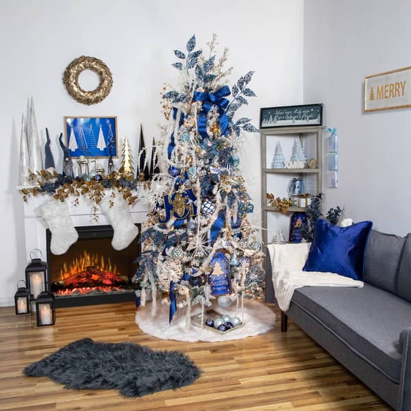 Northlight Seasonal 37in. Glittered Blue Fern Christmas Spray