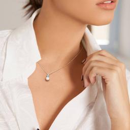 Gemstone Classics™ Freshwater Pearl & Blue Topaz Pendant