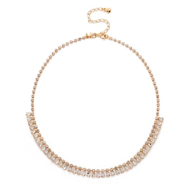 Roman Gold-Tone Clear Glass Statement Collar Necklace