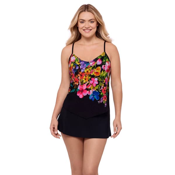 Womens America Beach Eden Garden V-Neck Tankini Swim Top