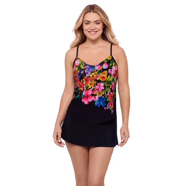 Womens America Beach Eden Garden V-Neck Tankini Swim Top - image 
