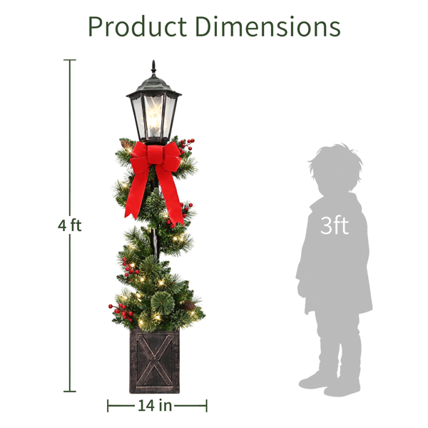 Puleo International 4ft LED Artificial Adorned Lamp Post Set of 2