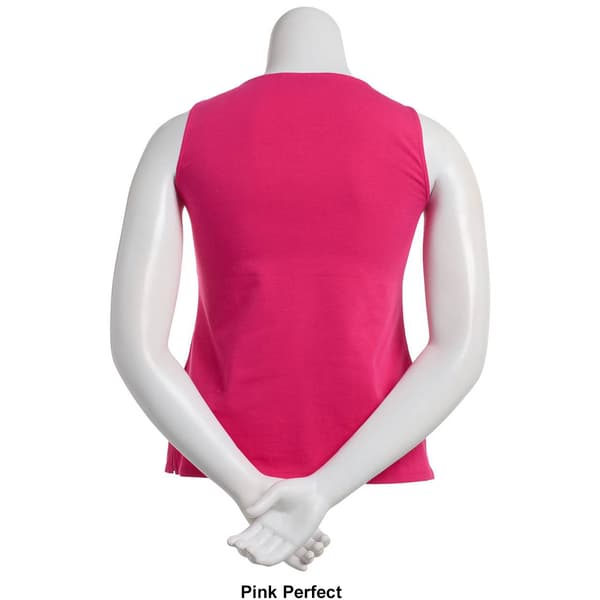 Womens Kasper Solid Double Layer Square Neck Tank