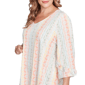 Plus Size Ruby Rd. Tropical Oasis Ruffle Sleeve Stripe Blouse - image 5