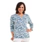 Petite Hasting & Smith 3/4 Sleeve Floral Split Neck Tee - image 1