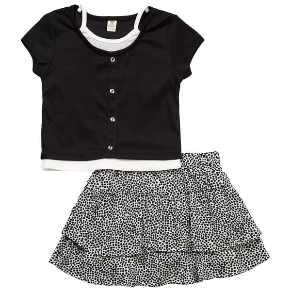 Girls (4-6x) Sweet Butterfly 2pc. Faux Layered Top & Dot Skort - image 