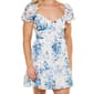 Juniors Emerald Sundae Puff Sleeve Floral Smock A-Line Dress - image 3