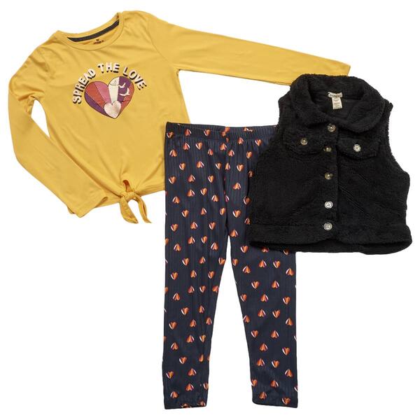 Girls &#40;7-12&#41; One Step Up 3pc. Sherpa Vest & Ribbed Legging Set - image 