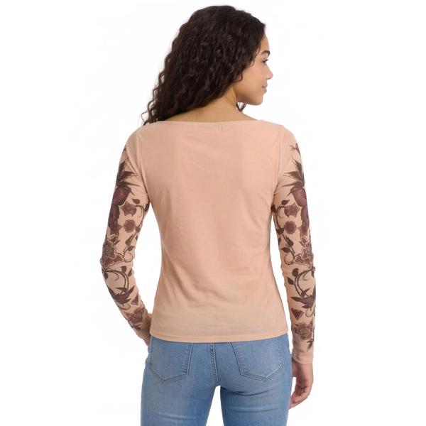 Juniors Madden Girl Long Sleeve Placement Print Boat Neck Top