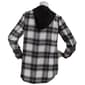 Juniors No Comment Flannel Plaid Shacket with Hood - image 2