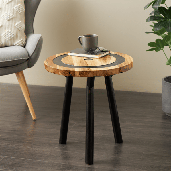 9th & Pike® Modern Brown Teak Wood Accent Table