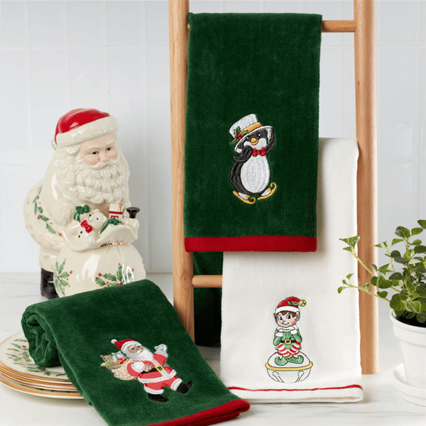 Lenox® Holiday Elf + Santa + Penguin Kitchen Towels - Set of 3